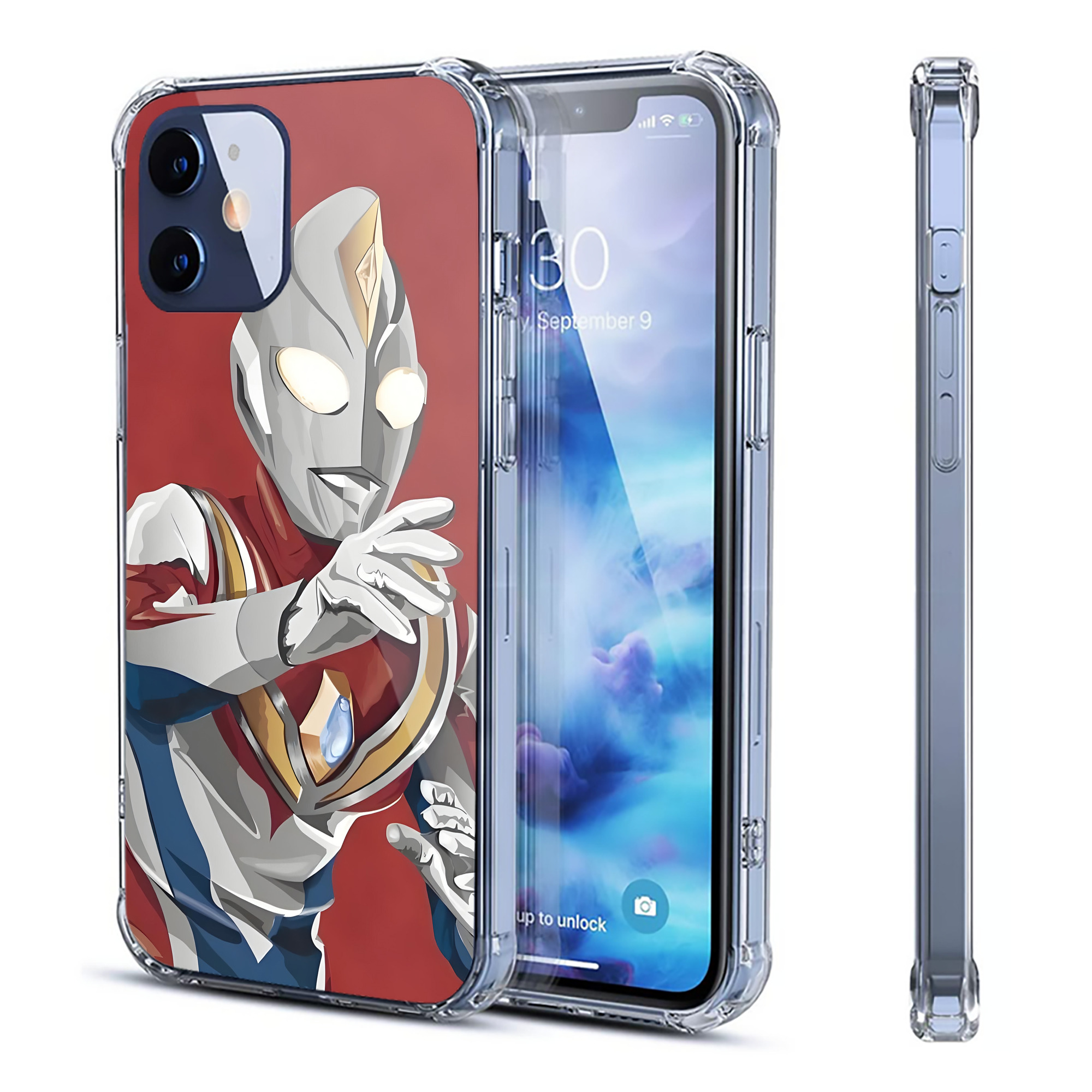 （画像用） ウルトラマン Ultraman 【iPhone 12シリーズ対応】透明スマホケース（クリアソフトケース）